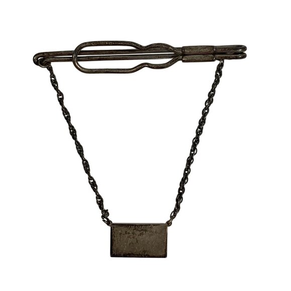 925 Sterling Silver Masonic Tie Bar Clip REM Band or Monogram Art Deco - Picture 3 of 6